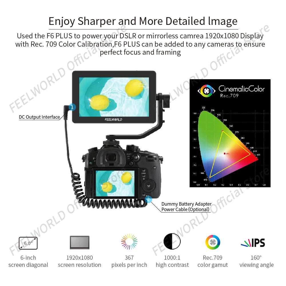 F6 plus V2 6 Inch 3D LUT Touch Screen Camera DSLR Field Monitor IPS FHD 1920X1080 Video Focus Assist Support 4K HDMI