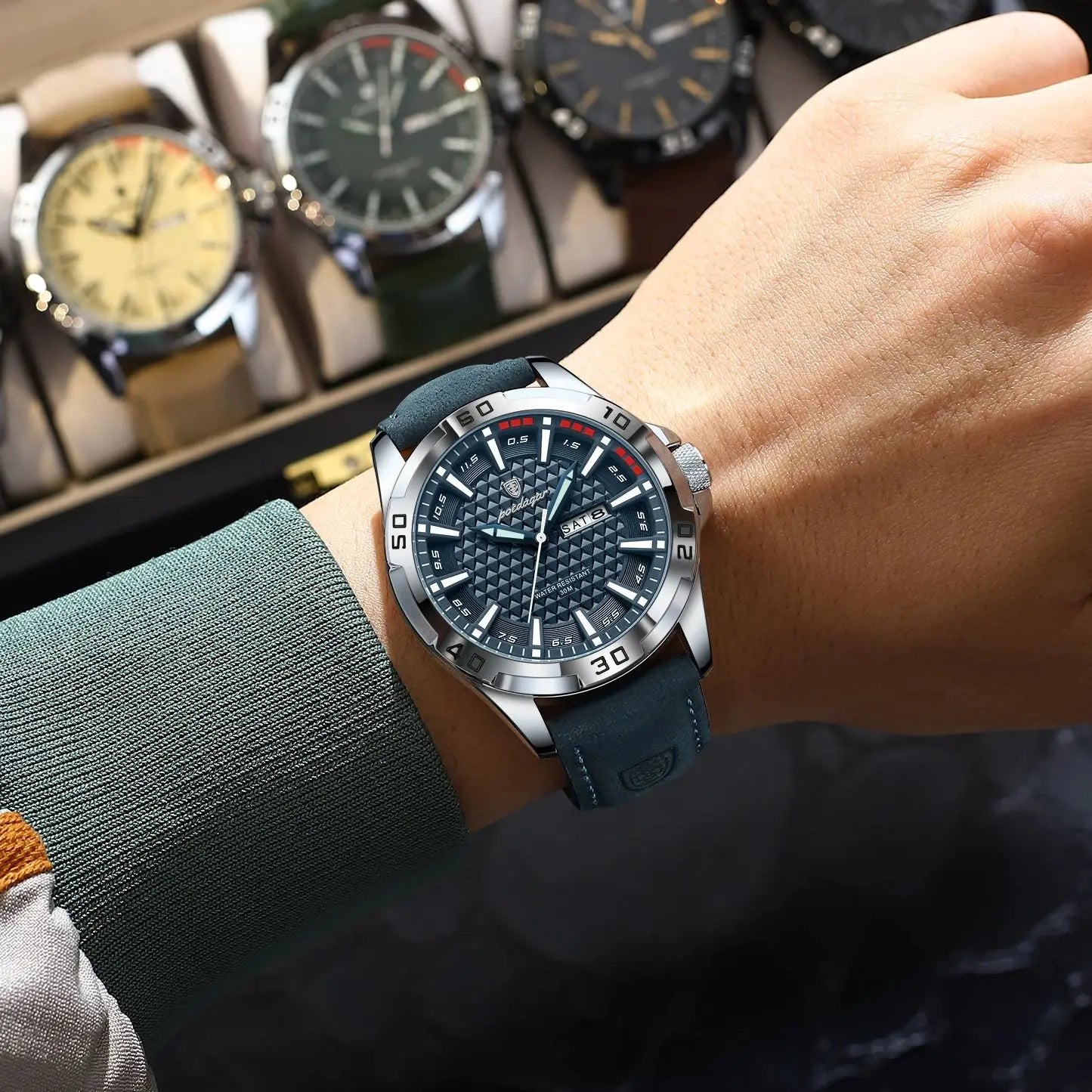 Original Man Wristwatch Top Luxury Waterproof Luminous Date Week Watch for Men Quartz Sport Leather Men'S Watches Reloj