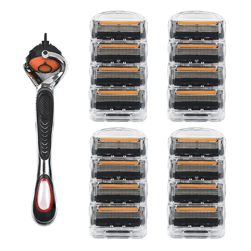 High Quality 5 Layers Manual Shaver Razor with 4 Replaceable Heads Blade Brand Universal Handle & Head