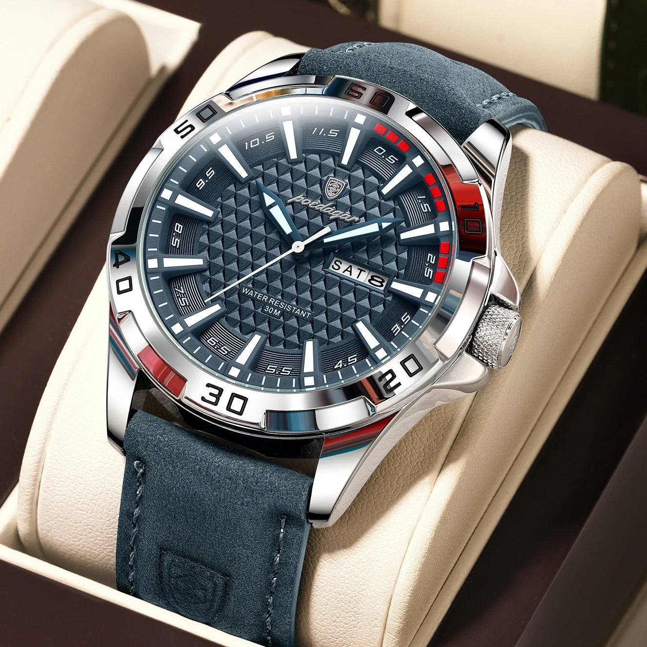 Original Man Wristwatch Top Luxury Waterproof Luminous Date Week Watch for Men Quartz Sport Leather Men'S Watches Reloj