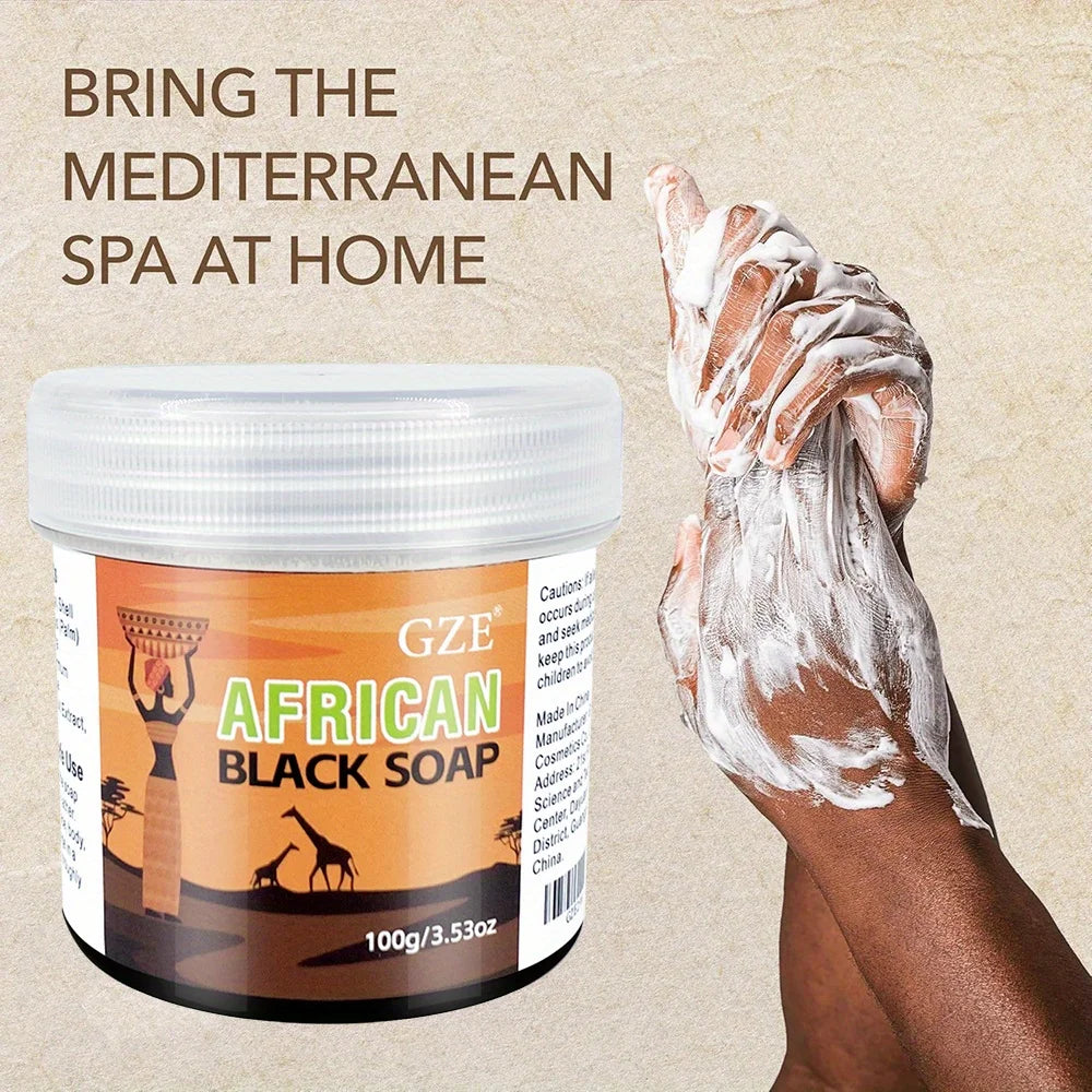 African Black Soap 3-In-1 Face, Hair, and Body Cleanser - Deeply Cleanses and Moisturizes Skin and Hair, Natural Ingredients