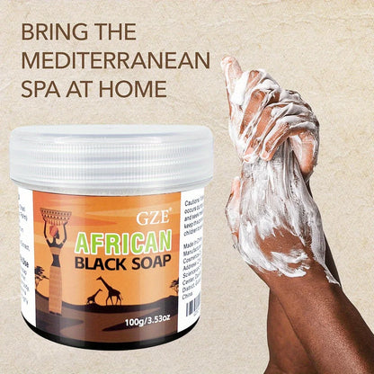 African Black Soap 3-In-1 Face, Hair, and Body Cleanser - Deeply Cleanses and Moisturizes Skin and Hair, Natural Ingredients