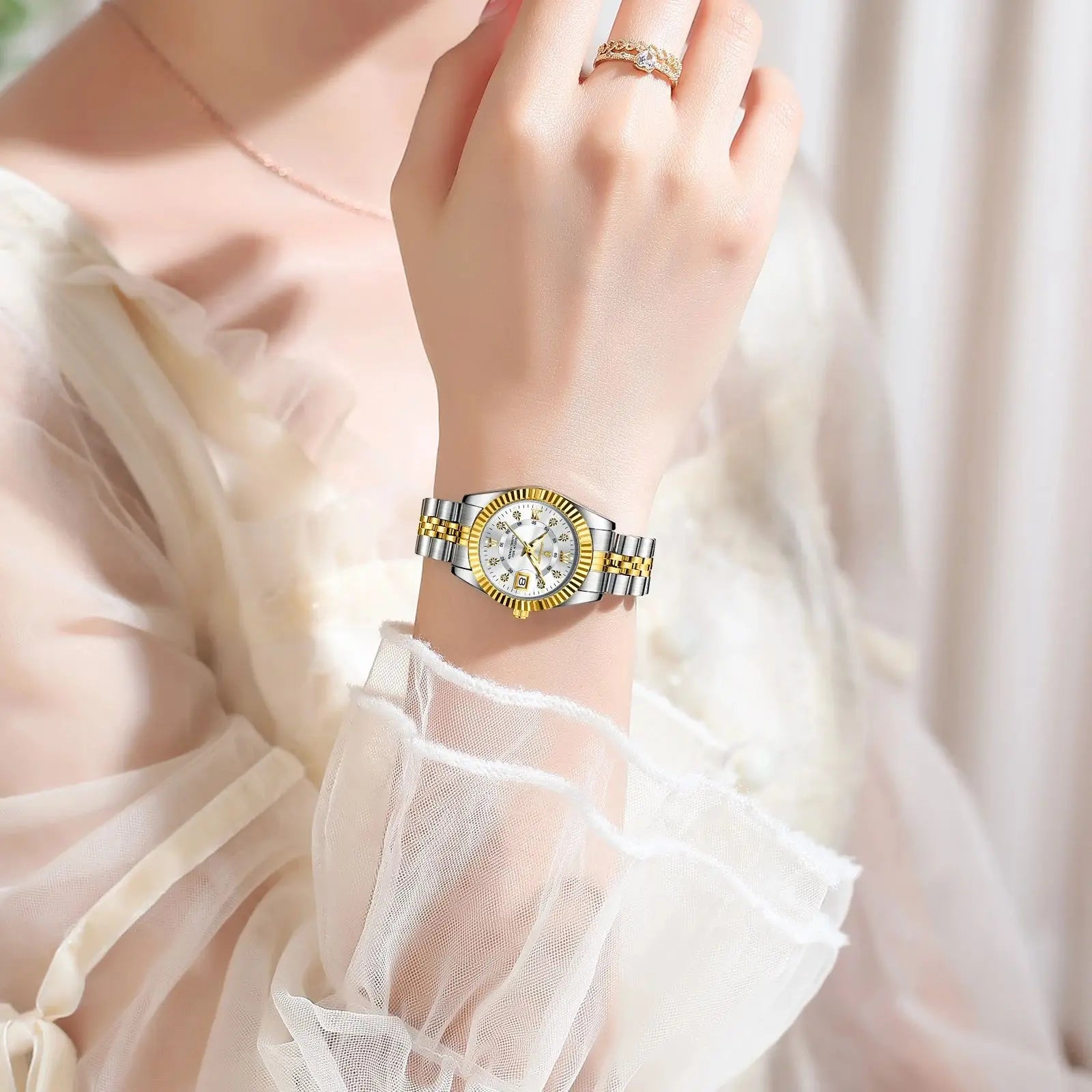 Luxury Watch for Woman Luminous Waterproof Date Stainless Steel Ladies Watch Fashion Casual Quartz Women'S Watches Gift