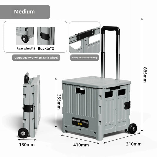 Camping and Storage Boxhome Multifunctional Grocery Cart, Portable and Foldable Shopping Cart, Outdoor Trolley Cart, Stall,