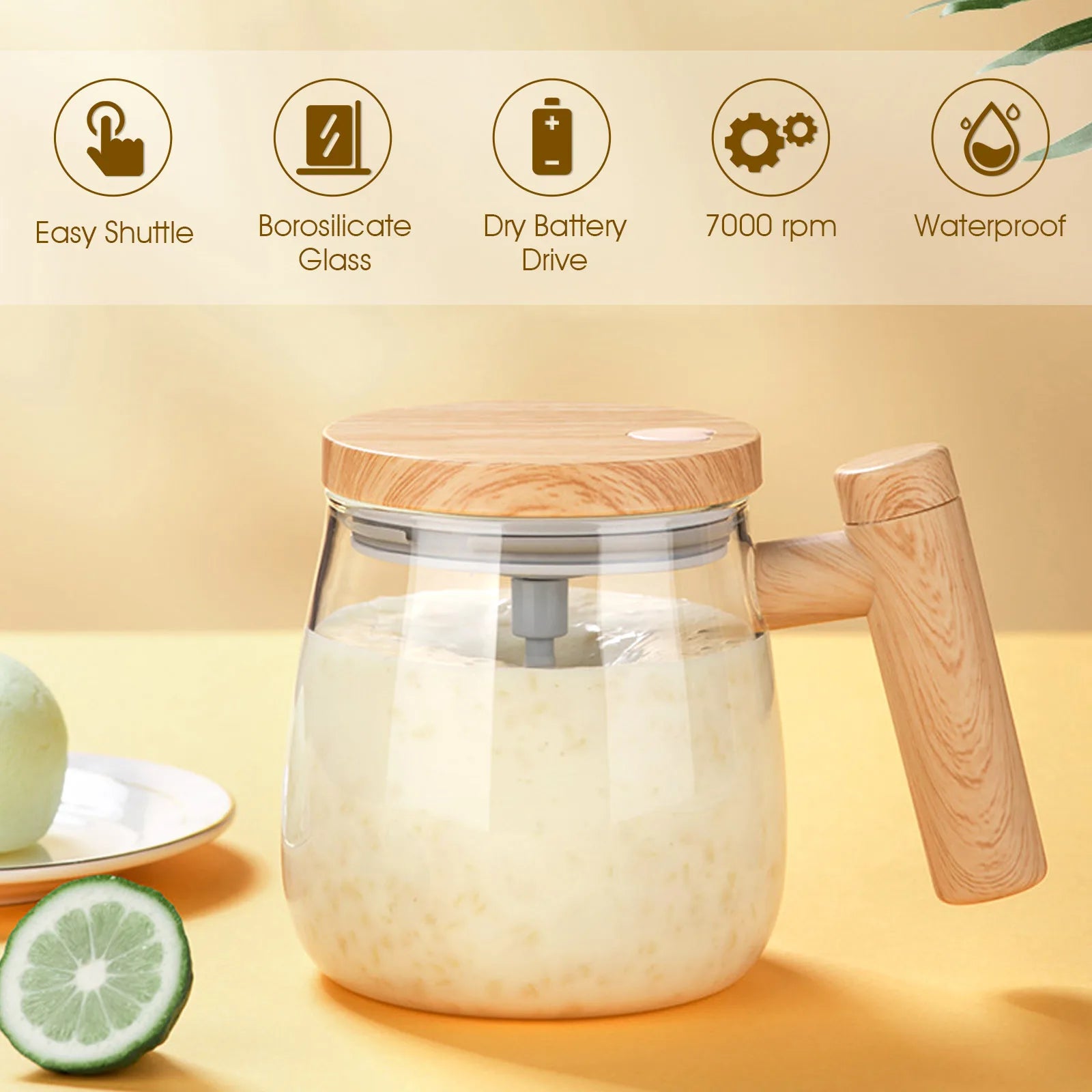 Self Stirring Coffee Mug with Handle 400Ml Electric Stirring Mug 7000Rpm High Speed Self Mixing Mug Glass Self Stirring Cup