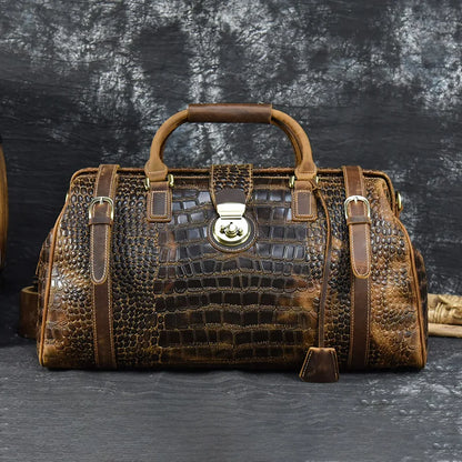 Leather Weekender Bag for Man Vintage Cow Leather Travel Luggage Bag Leather Crossbody Shoulder Bag Travelling Handbag
