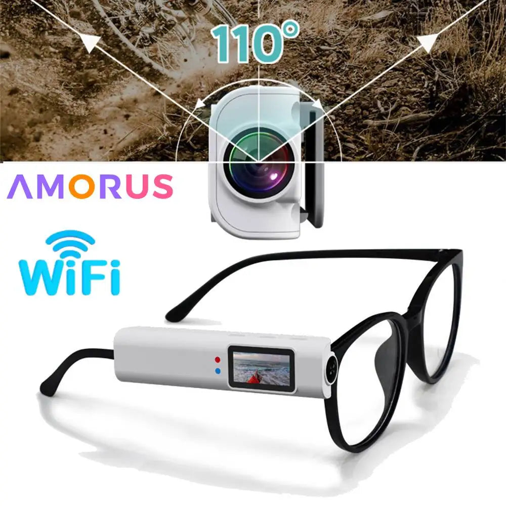 2.7K Mini FPV Eyeglasses Video Shooting Micro-Camera HD Wifi Intelligent Headset Glasses Video&Sound Recording Wifi APP Control
