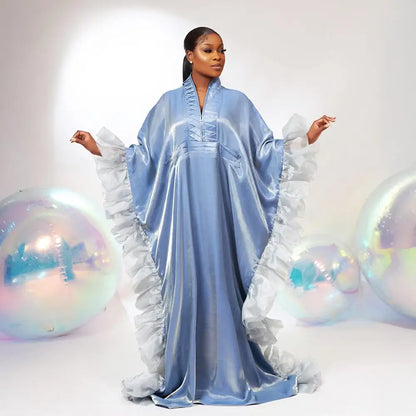Luxurious Evening Dresses High Quality African Dresses Batwing Hem Turkey Wedding Dress Dashiki Ankara