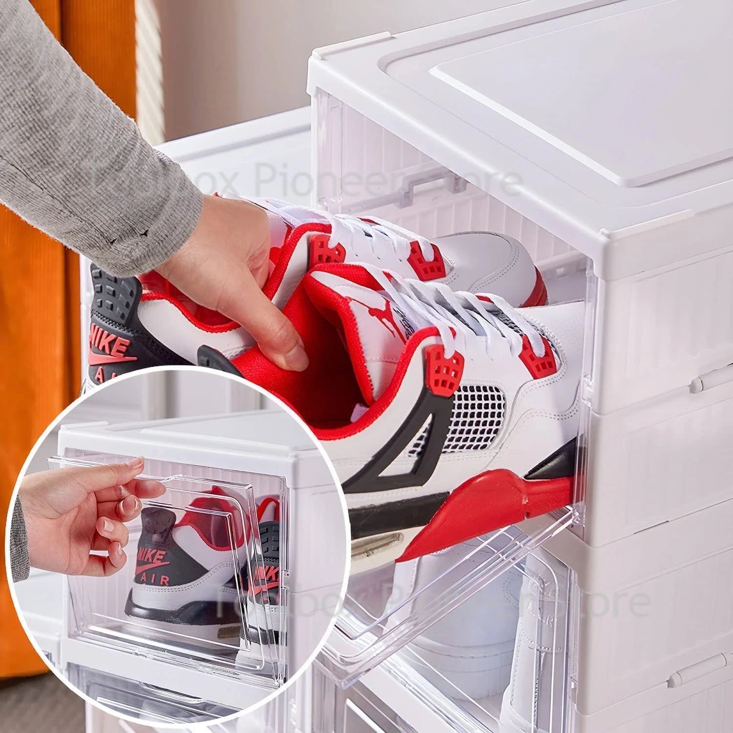3/6 Layers Shoes Box Foldable Sneaker Shoe Storage Box Stackable Transparent Dustproof Cabinet Shelf Shoe Rack Organizers