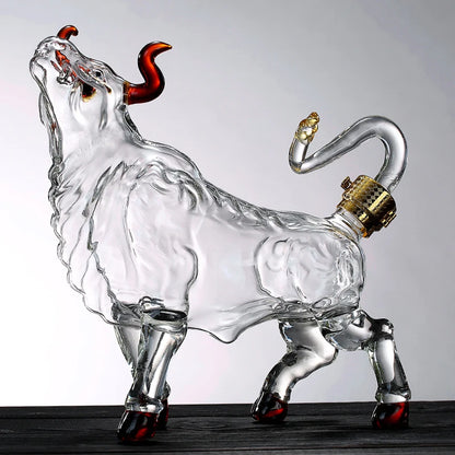 1000Ml Cattle Glass the Wine Bottle Fruit Juice Whisky Borosilicate Animal Arts and Crafts Ornament Decoration for Bar Gift