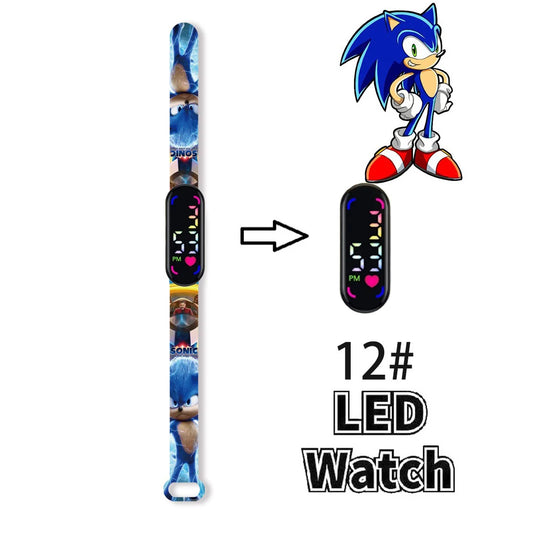 Sonic Children'S Watches Anime Character Luigi Luminous Bracelet Watch LED Touch Waterproof Sports Kids Gifts Watch
