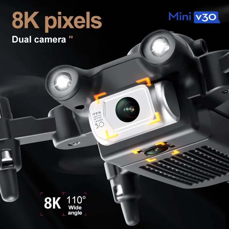 V30 Mini Drone 4K Professional 1080P HD Aerial Dual Camera Wifi FPV Remote Control Quadcopter RC Helicopter Toy Gift