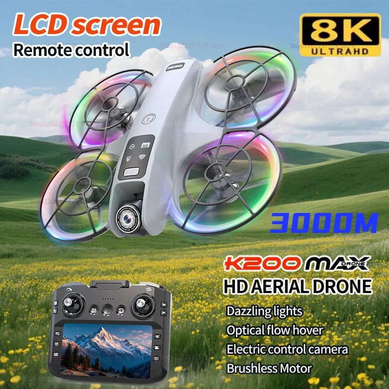K200 MAX Drone 6K HD Real Time Video Large Screen Transmission Brush Motor Obstacle Avoidance Quadcopter Photography Kids Adults