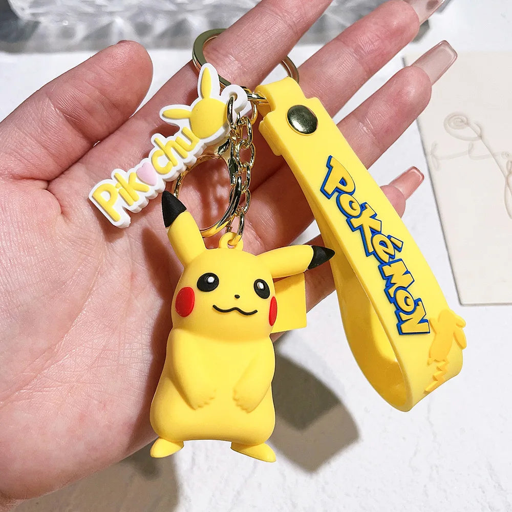 Pokemon Keychain Anime Cartoon Pikachu Creative Key Chain Ornaments Dolls Eevee Psyduck Rowlet for Kids Toys Bag Pendant Gifts