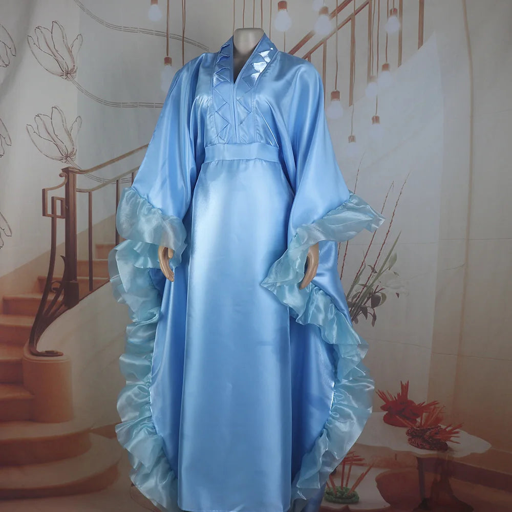 Luxurious Evening Dresses High Quality African Dresses Batwing Hem Turkey Wedding Dress Dashiki Ankara