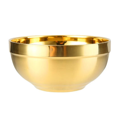 11/14Cmbowl Gold Childrenthick Double-Layer Heat-Prevention Ramen Ice Cream Fruit Soup Noodle 304 Stainless Steel