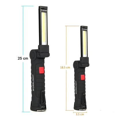 New Portable COB LED Flashlight USB Rechargeable Work Light Magnetic Lanterna Hanging Lamp with Built-In Battery Camping Torch
