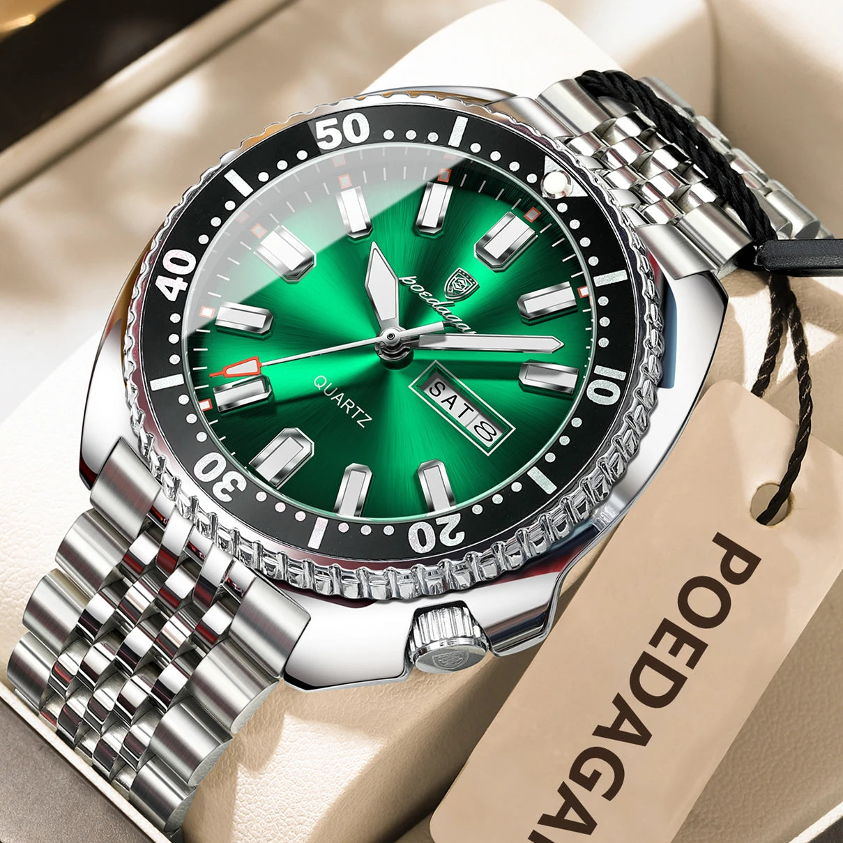 Business Men Watch Date Week Waterproof Luminous Luxury Man Wristwatch Sports Stainless Steel Men'S Quartz Watches Male