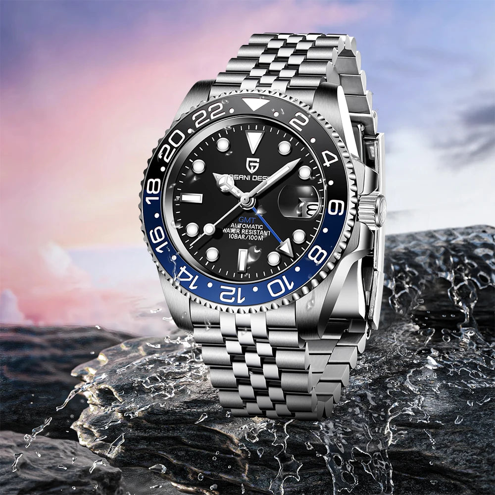 40MM Ceramic GMT Automatic Watch Men'S Mechanical Watch Sapphire Glass 100M Waterproof Men'S Mechanical Watch
