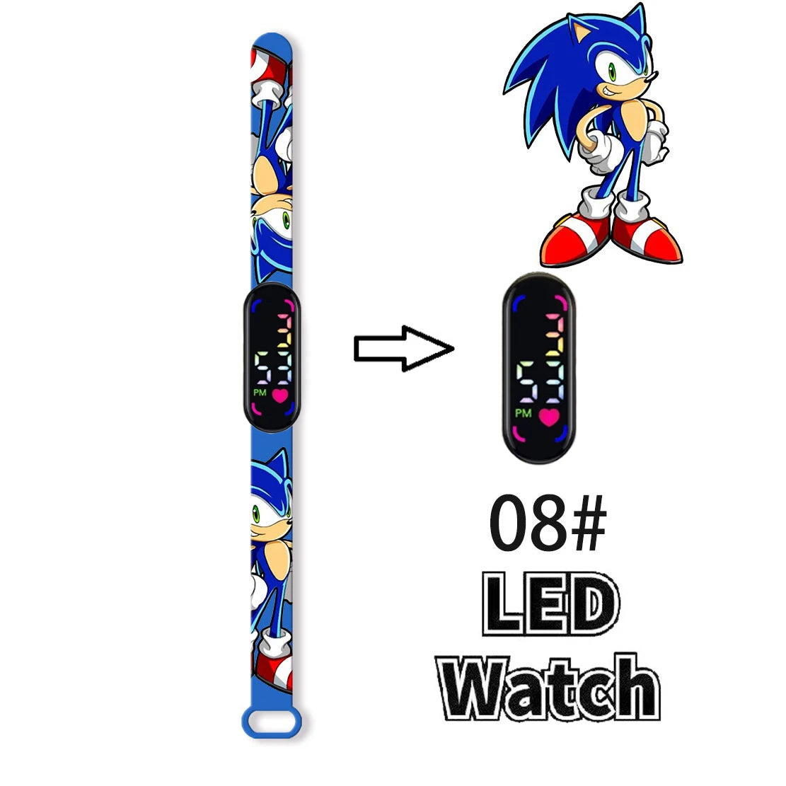 Sonic Children'S Watches Anime Character Luigi Luminous Bracelet Watch LED Touch Waterproof Sports Kids Gifts Watch