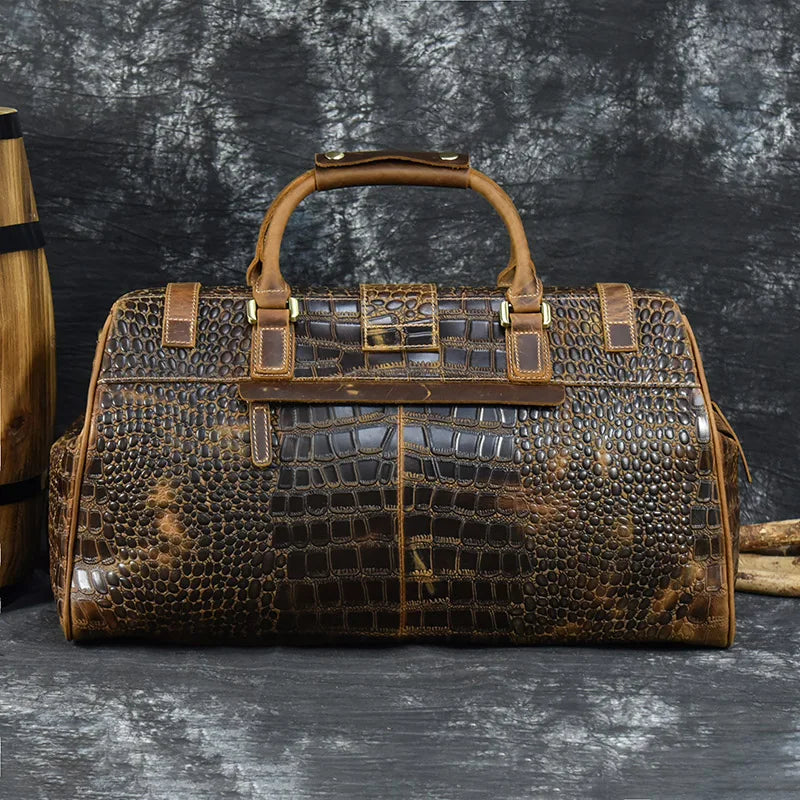 Leather Weekender Bag for Man Vintage Cow Leather Travel Luggage Bag Leather Crossbody Shoulder Bag Travelling Handbag