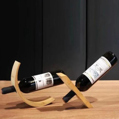 Wooden Balanced Wine Bottle Rack Home Creative Hanging Bamboo Wine Bottle Rack Club Display Rack Decoration