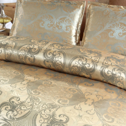 Satin Duvet Cover Size, Floral Jacquard Satin Duvet Cover Set 3 Piece Luxury Silk like Bedding Comforter Cover Set