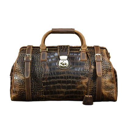 Leather Weekender Bag for Man Vintage Cow Leather Travel Luggage Bag Leather Crossbody Shoulder Bag Travelling Handbag