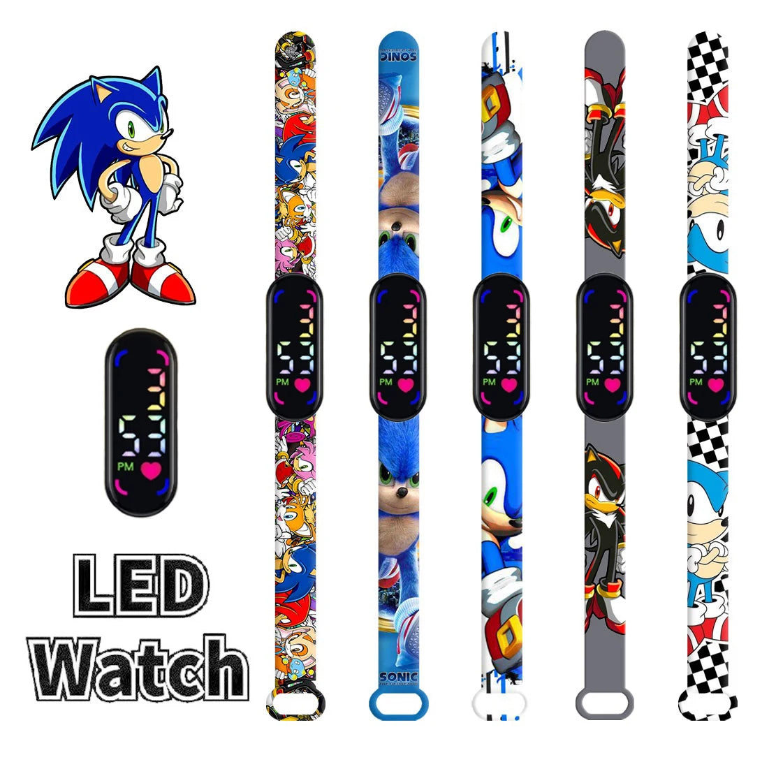 Sonic Children'S Watches Anime Character Luigi Luminous Bracelet Watch LED Touch Waterproof Sports Kids Gifts Watch