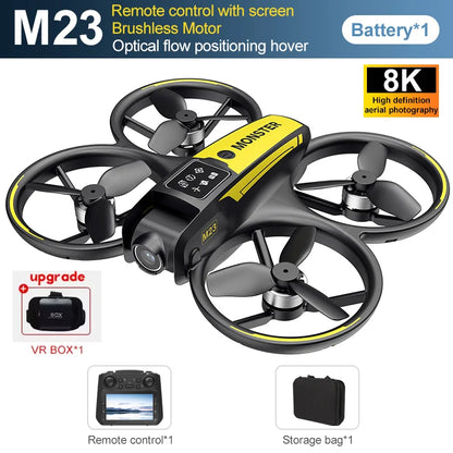 M23 Mini RC Drone 8K HD Camera Screen Control Remote Control Wifi Hold for Selfie and Aerial Shots RC Helicopter for Gifts Toys
