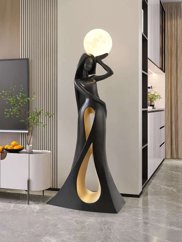 Home Decor Ladies Statue Living Room Large Floor Sofa TV Cabinet Modern Interior Soft Decoration Light Luxury Housewarming Gift