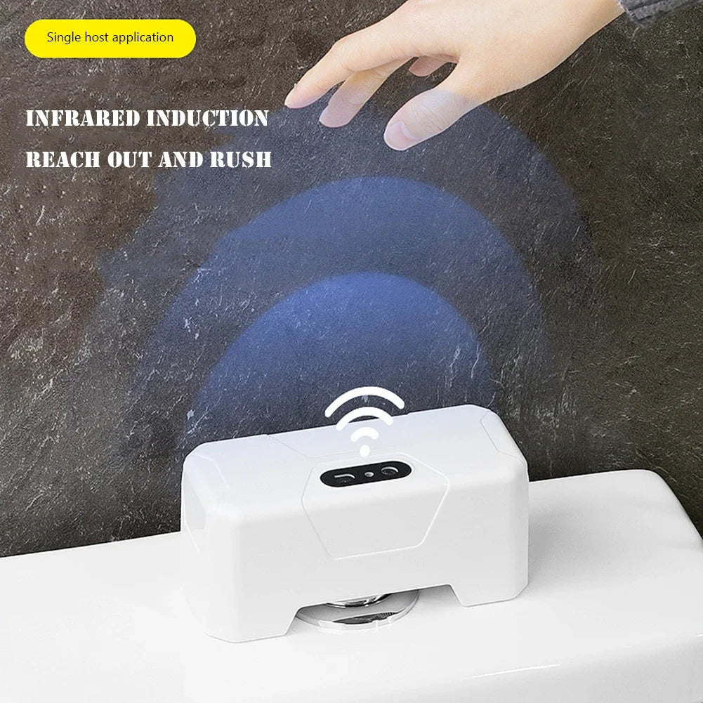 Automatic Toilet Flush Button Induction Toilet Flusher External Infrared Flush Splash-Proof with Wireless Transmitter