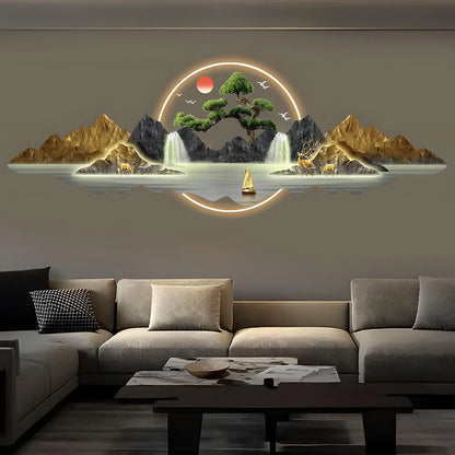 Acrylic Carved LED Light Hanging Painting, New Living Room, Office Sofa, Background Wall Decoration Painting, Rizhao Jinshan