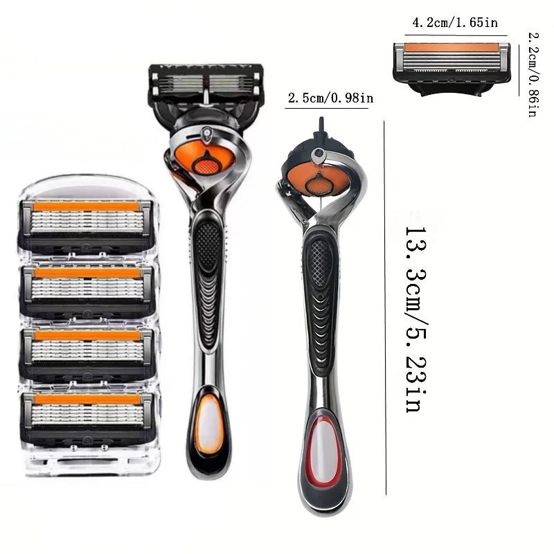 High Quality 5 Layers Manual Shaver Razor with 4 Replaceable Heads Blade Brand Universal Handle & Head