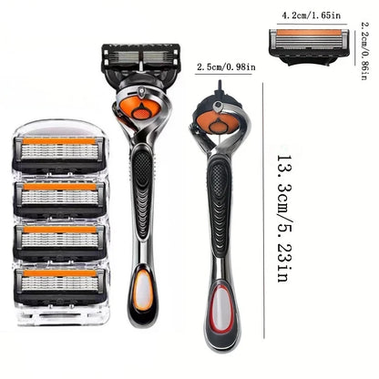 High Quality 5 Layers Manual Shaver Razor with 4 Replaceable Heads Blade Brand Universal Handle & Head
