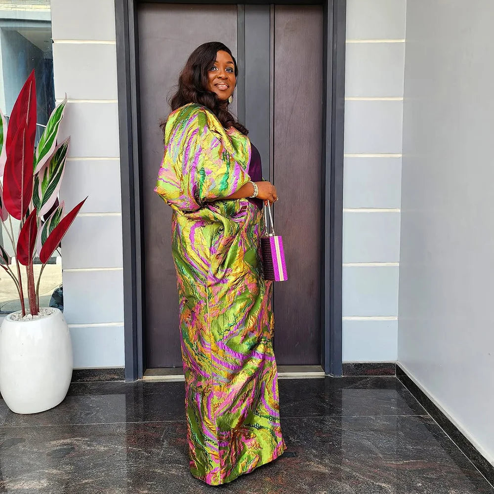 The New Listing Woman African Dresses for Party Fashionable Jacquard Fabric Evening Dresses Woman Elegant Luxury Woman Kaftan