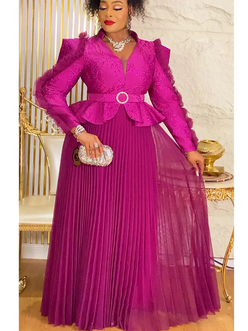 Plus Size African Party Dresses for Women Autumn Fashion Dashiki Ankara Wedding Evening Gown Elegant 2025 Muslim Maxi Dress