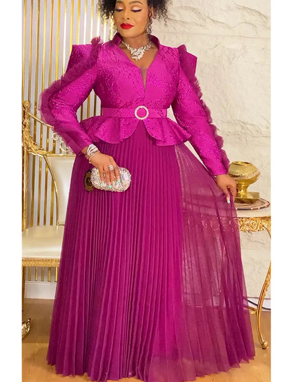 Plus Size African Party Dresses for Women Autumn Fashion Dashiki Ankara Wedding Evening Gown Elegant 2025 Muslim Maxi Dress