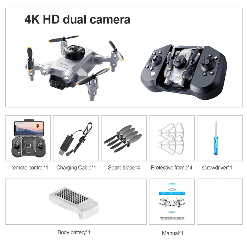 V30 Mini Drone 4K Professional 1080P HD Aerial Dual Camera Wifi FPV Remote Control Quadcopter RC Helicopter Toy Gift