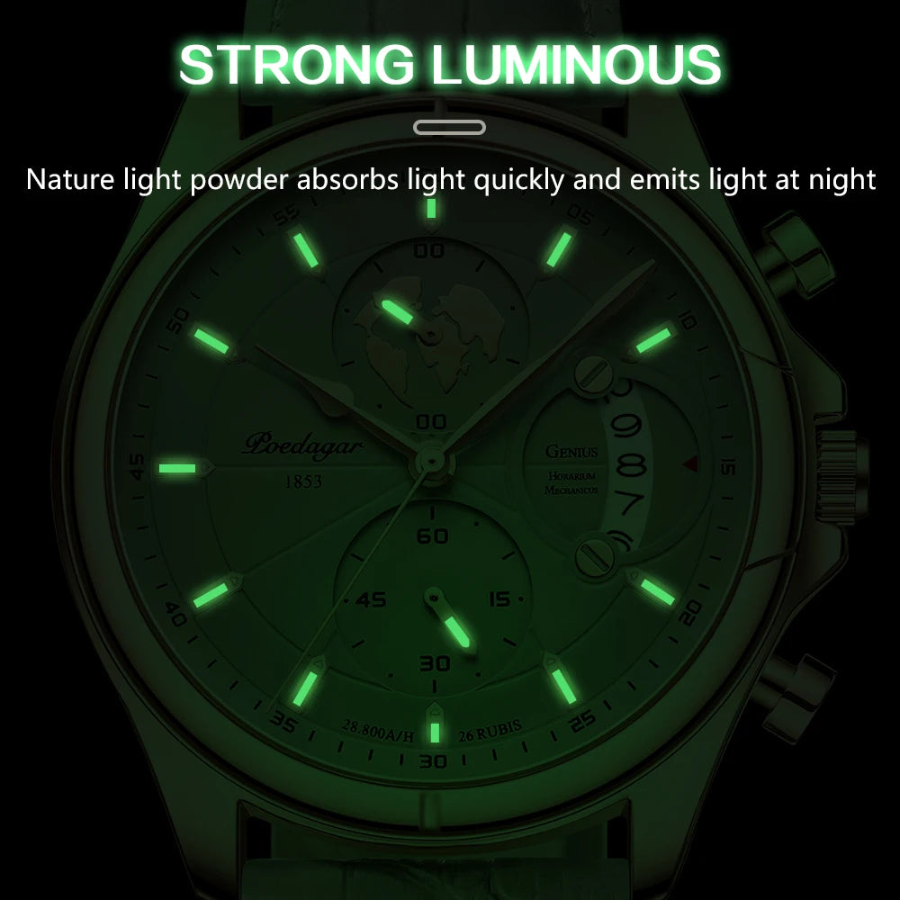 Sports Casual Man Watch Date Waterproof Luminous Leather Chronograph Men'S Watch Business Luxury Quartz Watches for Men