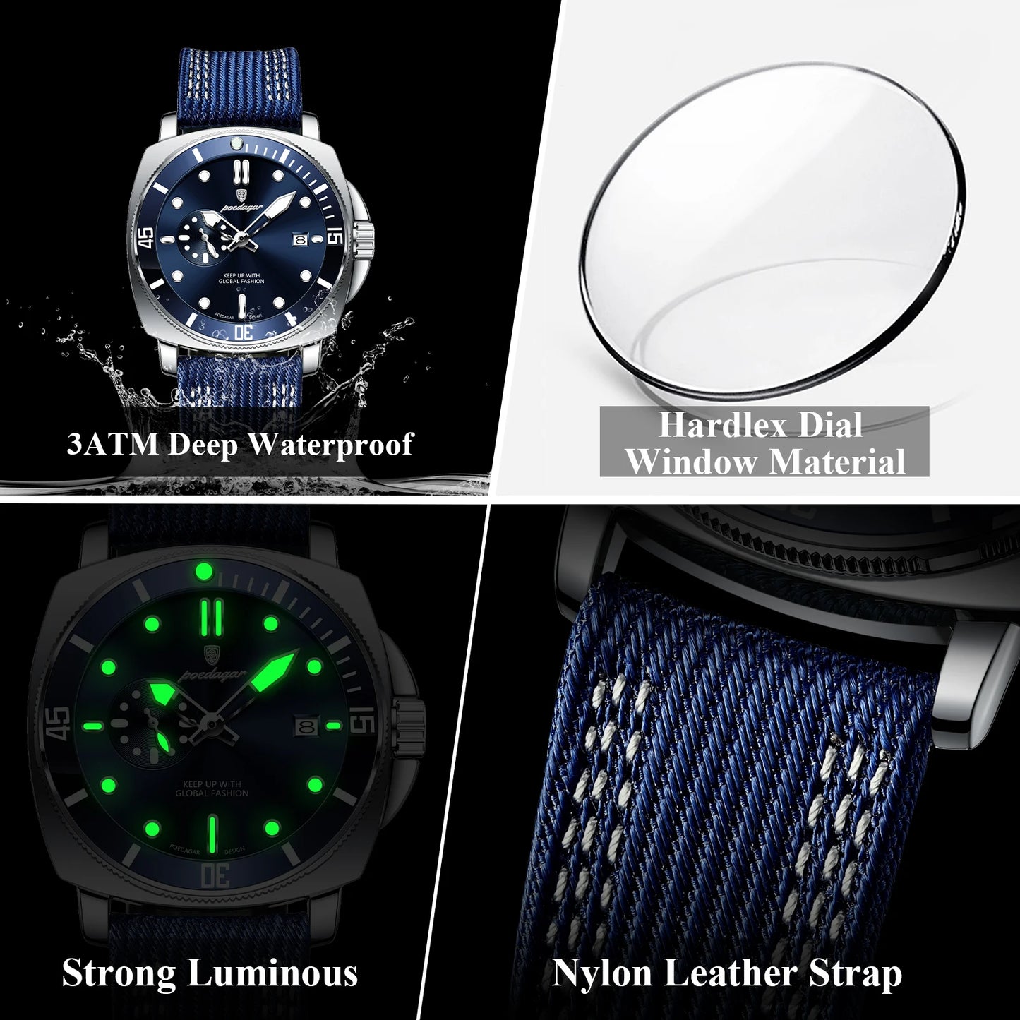 Fashion Luxury Man Wristwatch Luminous Waterproof Date Sports Watch for Men Business Nylon Leather Quartz Men'S Watches