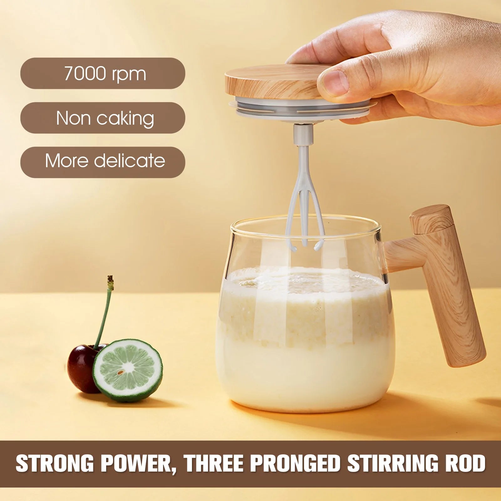 Self Stirring Coffee Mug with Handle 400Ml Electric Stirring Mug 7000Rpm High Speed Self Mixing Mug Glass Self Stirring Cup