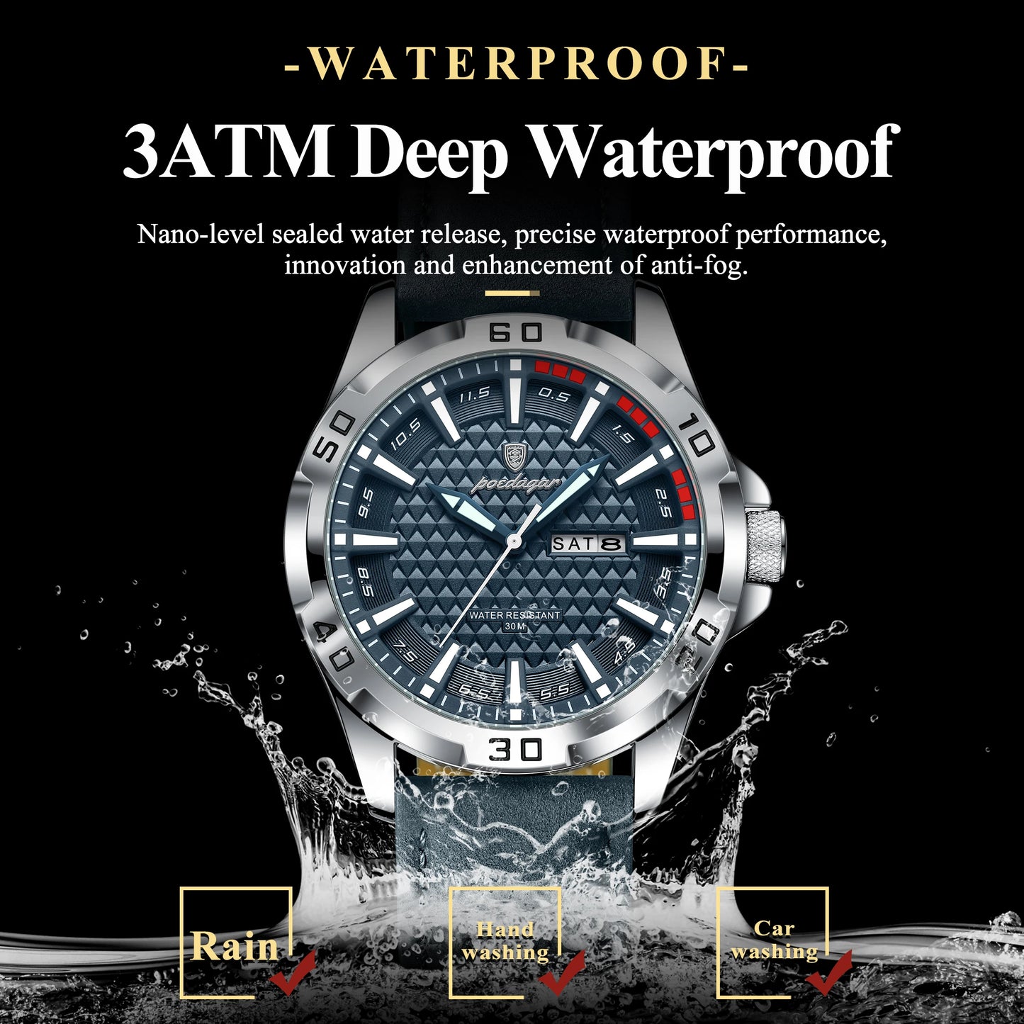 Original Man Wristwatch Top Luxury Waterproof Luminous Date Week Watch for Men Quartz Sport Leather Men'S Watches Reloj