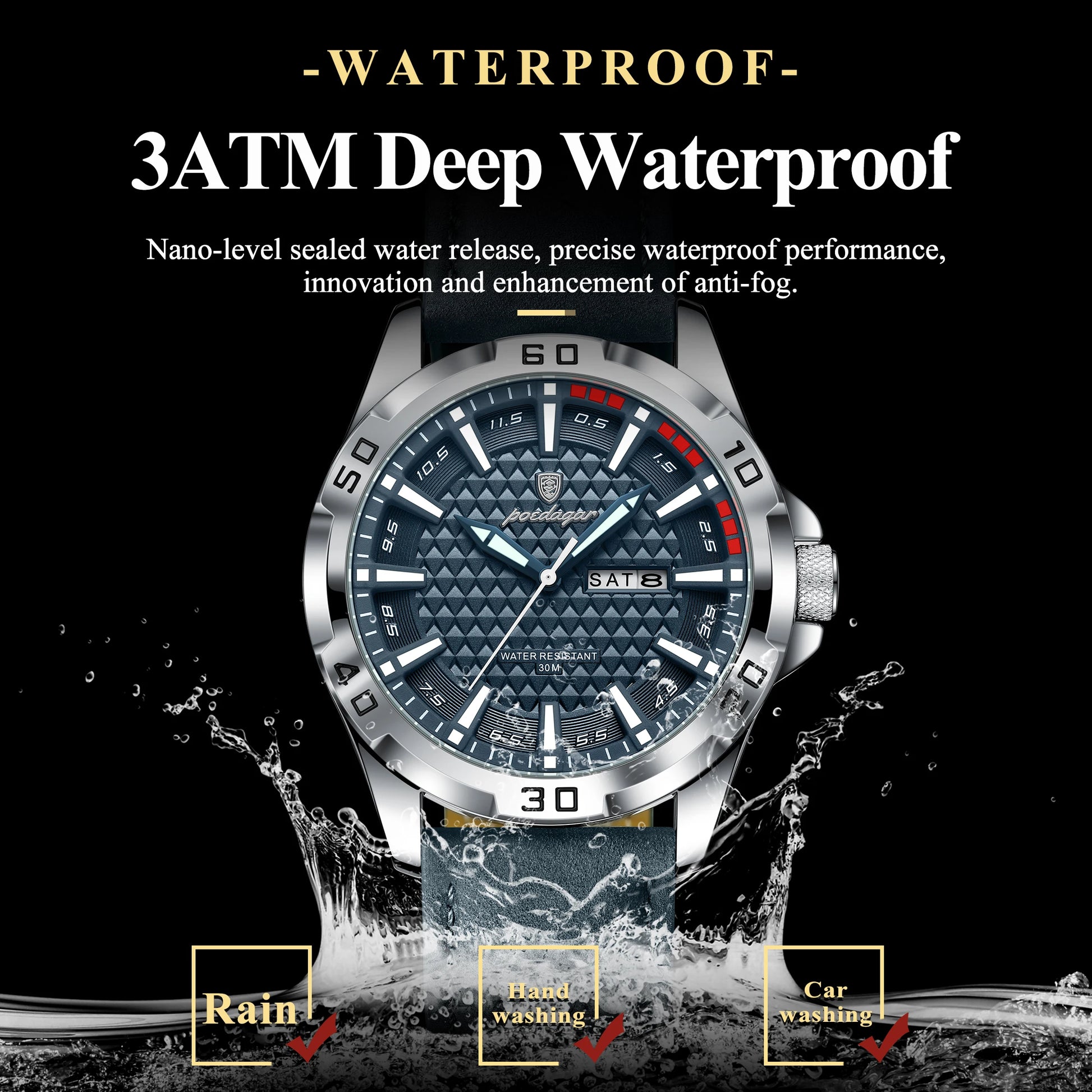 Original Man Wristwatch Top Luxury Waterproof Luminous Date Week Watch for Men Quartz Sport Leather Men'S Watches Reloj