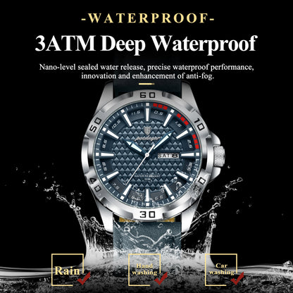 Original Man Wristwatch Top Luxury Waterproof Luminous Date Week Watch for Men Quartz Sport Leather Men'S Watches Reloj