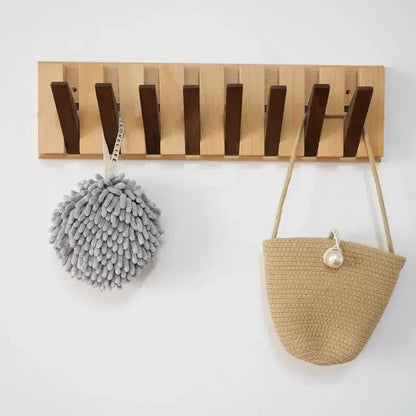 Coat Hat Key Rack Hangers Natural Walnut Texture Wall Clothes Hanger Nordic Solid Wood Manual Wall Decorative Magnetic Foldable