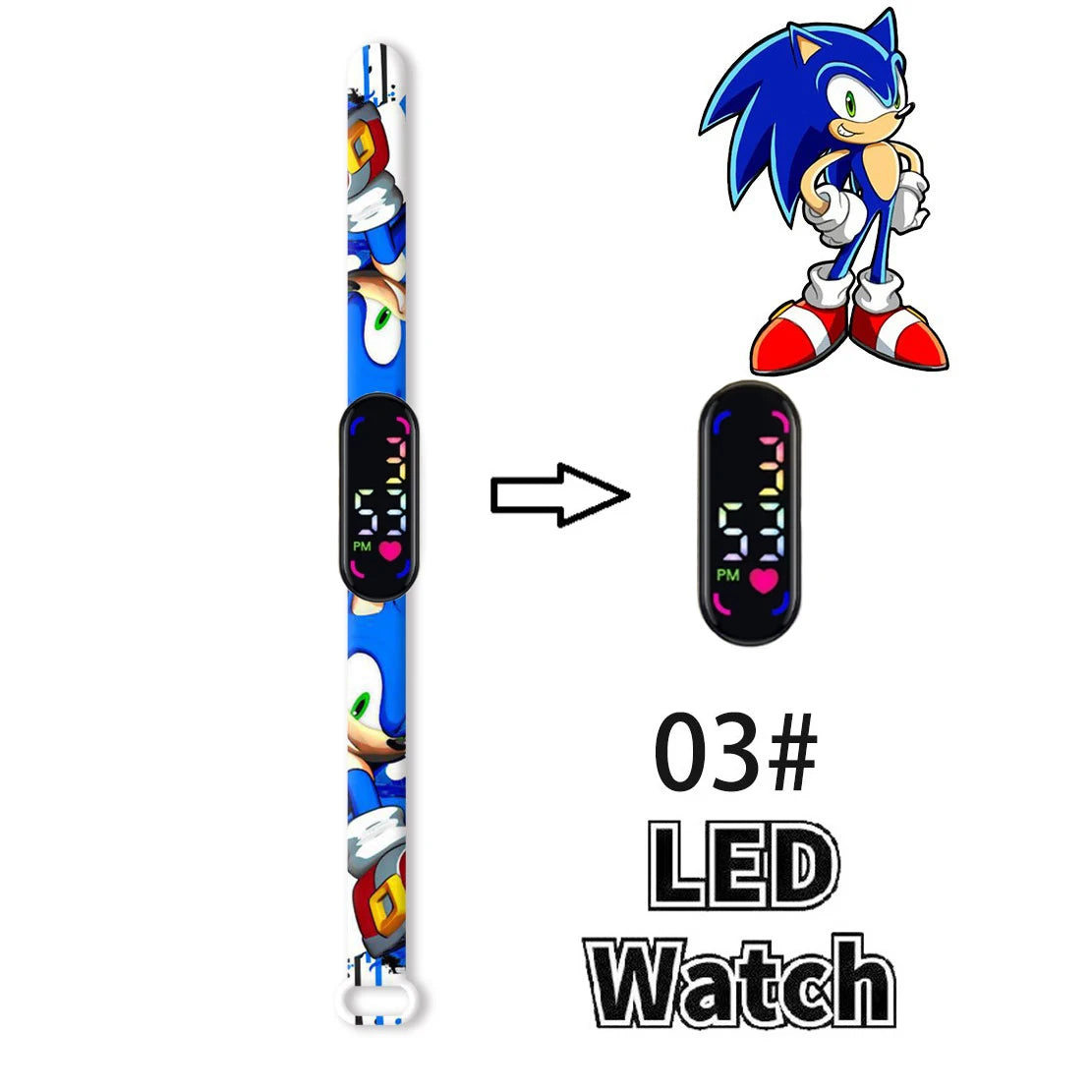 Sonic Children'S Watches Anime Character Luigi Luminous Bracelet Watch LED Touch Waterproof Sports Kids Gifts Watch
