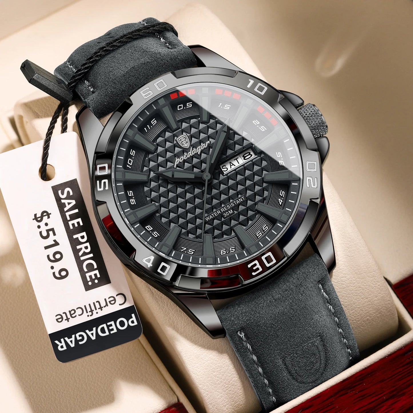 Original Man Wristwatch Top Luxury Waterproof Luminous Date Week Watch for Men Quartz Sport Leather Men'S Watches Reloj