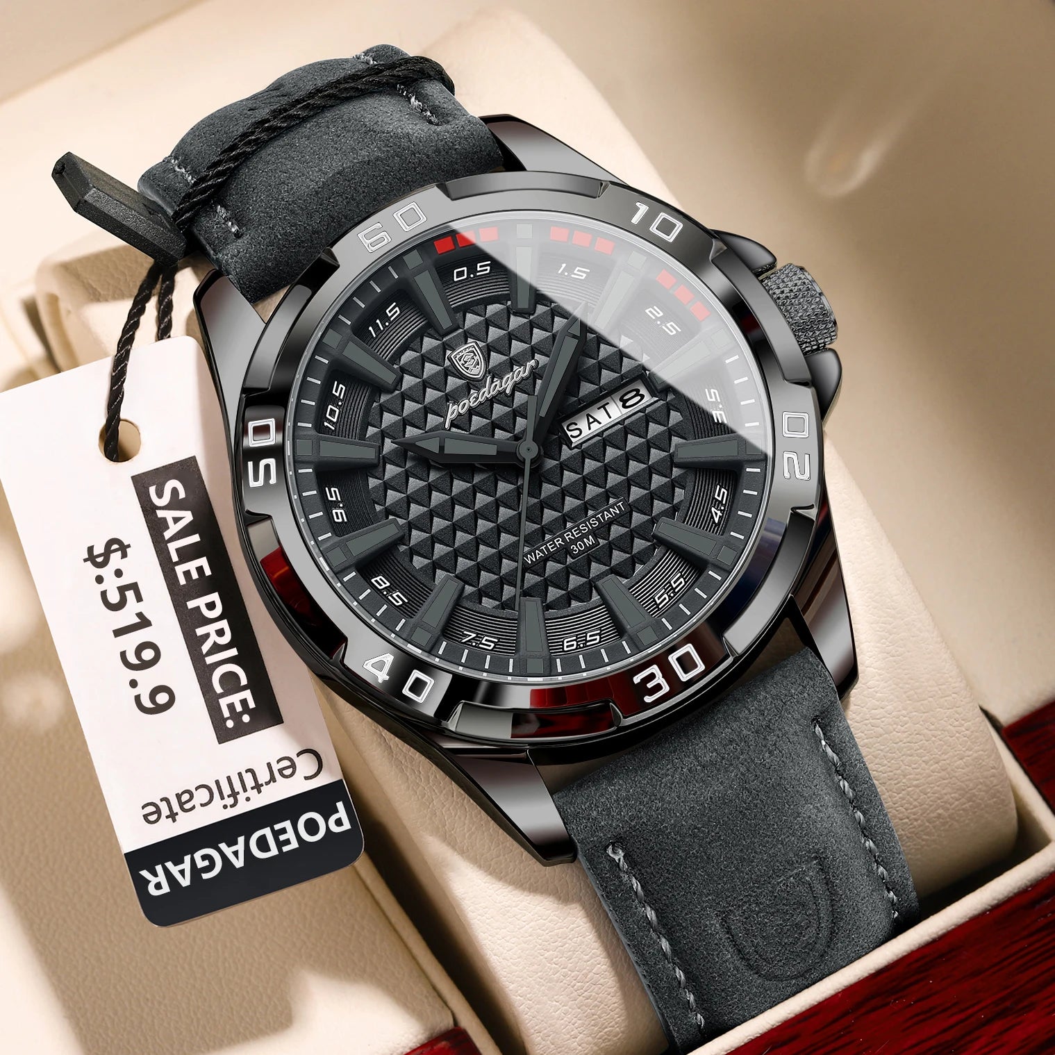 Original Man Wristwatch Top Luxury Waterproof Luminous Date Week Watch for Men Quartz Sport Leather Men'S Watches Reloj