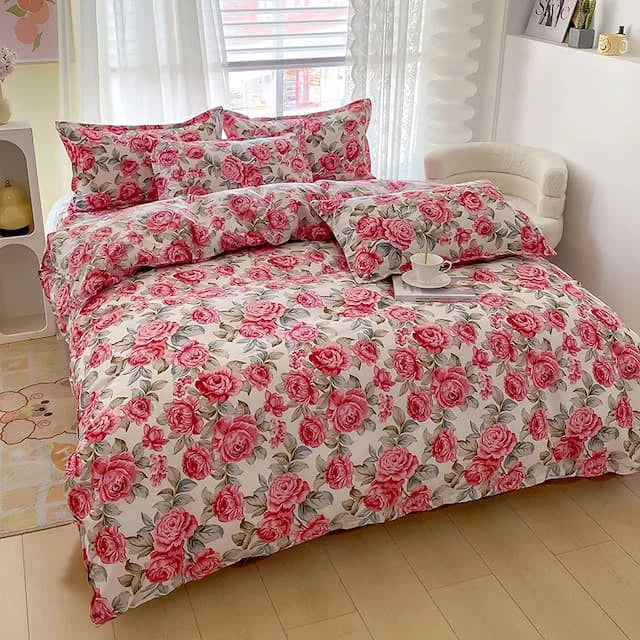 Floral Duvet Cover Set with Zipper Closure - 3 Piece Bedding Set Includes 1 Duvet Cover and 2 Pillowcases